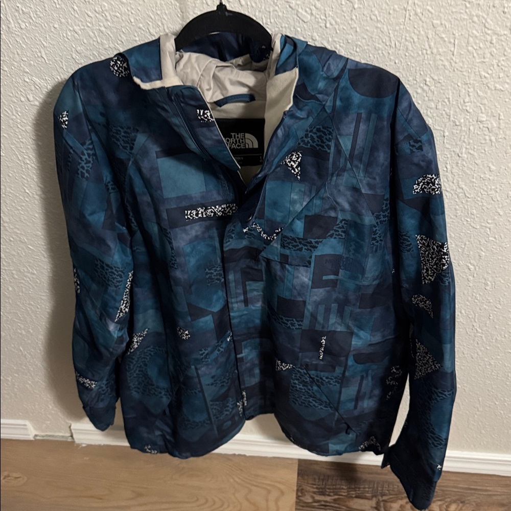The North Face Blue and Cream Patterned Jacket